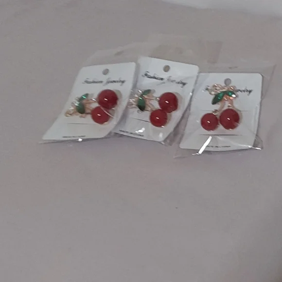 Fashion Jewelry Red Cherry Brooch - Picture 2 of 6